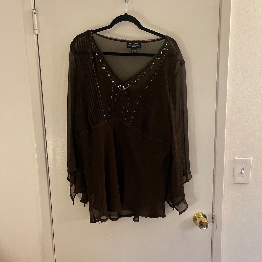 Plus size 2 piece brown shirt with matching tank size 3xl